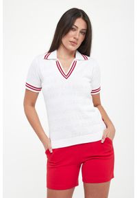 JOOP! Jeans - Polo damskie z tłoczonym logo Kalena JOOP! JEANS. Typ kołnierza: polo #1