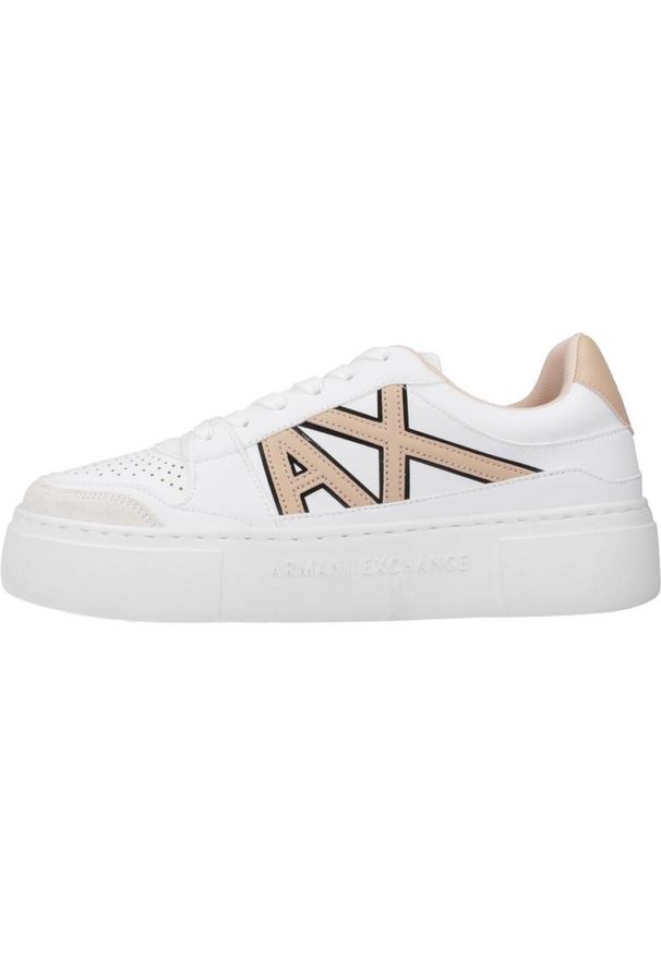 Armani Exchange - Kapcie ARMANI EXCHANGE XDX147 XV830 Biały. Kolor: biały. Materiał: syntetyk, tkanina, skóra. Styl: sportowy