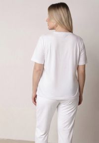 Born2be - Biały Komplet Bawełniany o Fasonie Oversize T-shirt i Spodnie Azilane. Kolor: biały. Materiał: bawełna #4
