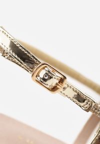 Born2be - Złote Sandały VICES na Szpilce z Paskami z Cyrkoniami Zellyss. Zapięcie: pasek. Kolor: złoty. Materiał: skóra. Wzór: aplikacja. Sezon: lato. Obcas: na szpilce. Styl: klasyczny. Wysokość obcasa: średni #5