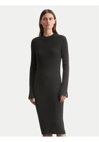 Marc O'Polo Sukienka dzianinowa 409 5045 67097 Czarny Slim Fit. Typ kołnierza: polo. Kolor: czarny. Materiał: bawełna #1