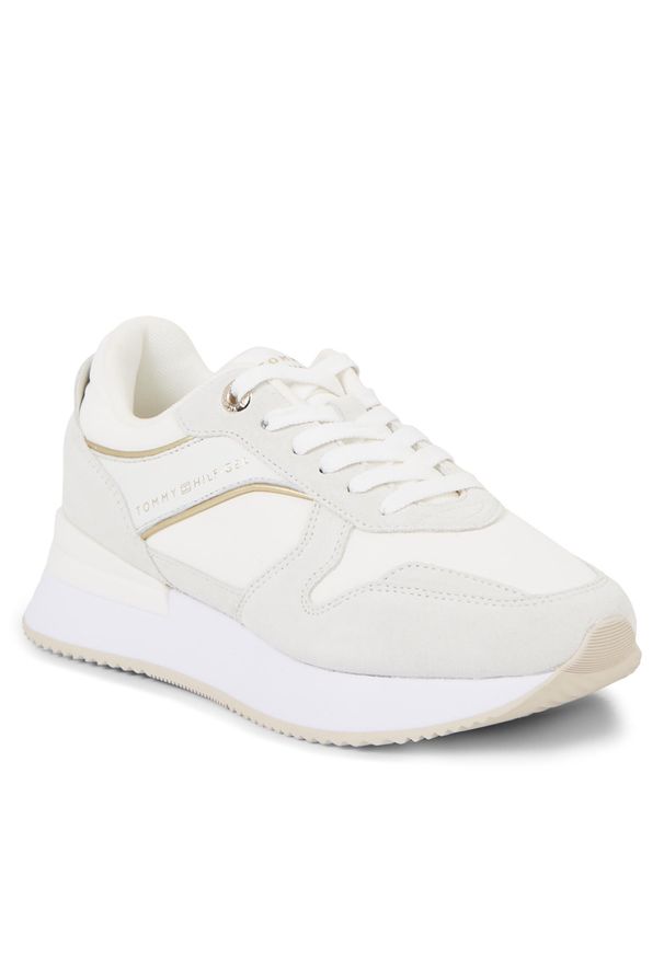 TOMMY HILFIGER - Sneakersy Tommy Hilfiger Elevated Feminine Runner FW0FW07594 Ancient White YBH. Kolor: biały