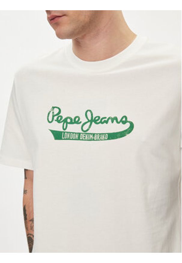 Pepe Jeans T-Shirt Claude PM509390 Écru Regular Fit. Materiał: bawełna