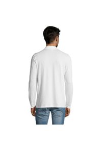 SOL'S - Męska Koszulka Polo Perfect Plain Pique Z Długim Rękawem. Typ kołnierza: polo. Kolor: biały. Długość rękawa: długi rękaw. Długość: długie