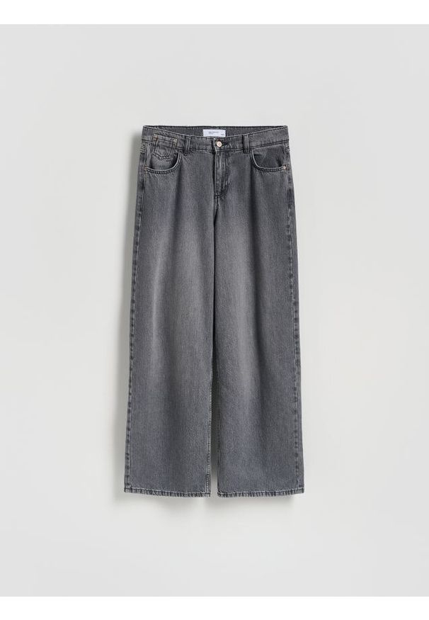 Reserved - Jeansy wide leg - szary. Kolor: szary