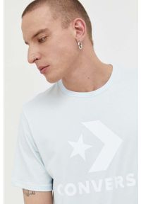 Converse t-shirt bawełniany kolor turkusowy z nadrukiem. Kolor: turkusowy. Materiał: bawełna. Wzór: nadruk. Styl: klasyczny #8