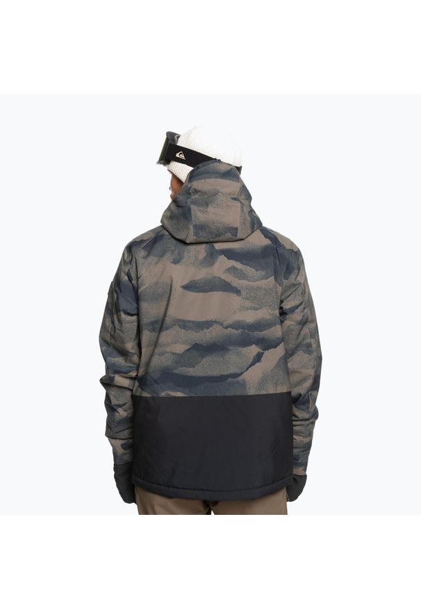 Kurtka narciarska męska Quiksilver Mission Printed Block. Kolor: zielony. Materiał: poliester. Sezon: zima. Styl: wakacyjny. Sport: narciarstwo