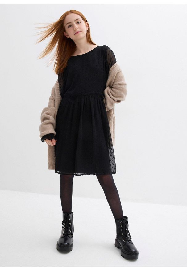 bonprix - Sukienka szyfonowa. Kolor: czarny. Materiał: szyfon