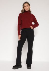 Born2be - Czarne Spodnie Dzwony z Dzianiny z Wiskozą Zetiva. Kolor: czarny. Materiał: dzianina, wiskoza #6