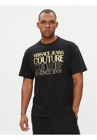 Versace Jeans Couture T-Shirt 76GAHT10 Czarny Regular Fit. Kolor: czarny. Materiał: bawełna