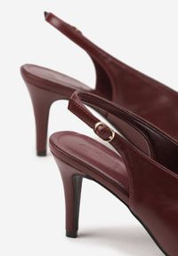 Renee - Bordowe Sandały Slingback na Obcasie Typu Szpilka Latira. Okazja: na randkę, na wesele, na imprezę, na studniówkę, na ślub cywilny. Zapięcie: pasek. Kolor: czerwony. Obcas: na obcasie. Styl: elegancki. Wysokość obcasa: średni #6