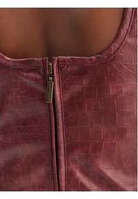 Adidas - adidas Top Pleather KD8786 Bordowy Slim Fit. Kolor: czerwony. Materiał: skóra #5