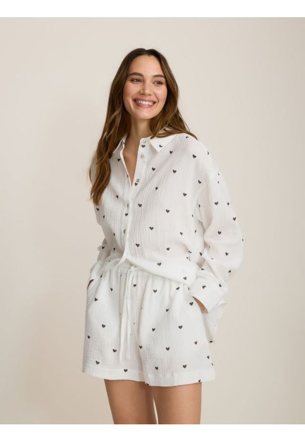 Reserved - Szorty z bawełnianego muślinu - wielobarwny. Materiał: bawełna