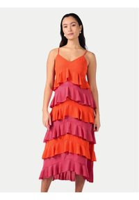 YAS Sukienka letnia Clara 26032842 Pomarańczowy Regular Fit. Kolor: pomarańczowy. Materiał: syntetyk. Sezon: lato