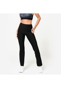 DOMYOS - Legginsy fitness damskie Domyos. Stan: podwyższony. Kolor: czarny. Materiał: materiał, poliester, elastan. Sport: fitness