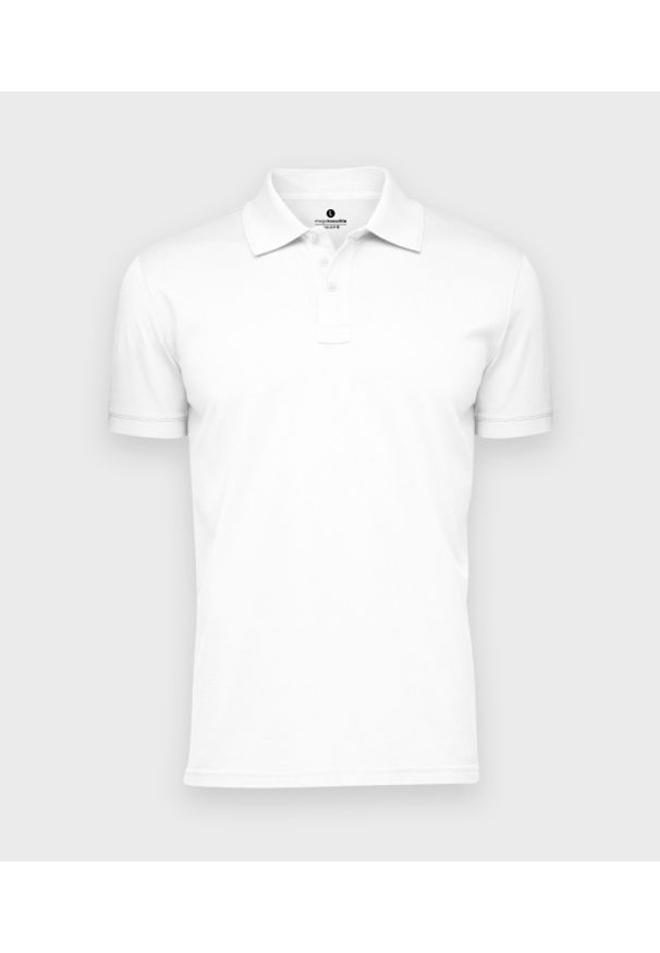 MegaKoszulki - Męska koszulka polo (bez nadruku, gładka) - biała. Typ kołnierza: polo. Kolor: biały. Materiał: bawełna. Wzór: gładki