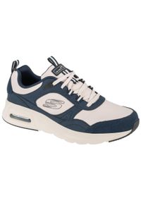 skechers - Buty sportowe Sneakersy męskie, Skechers Skech-Air Court - Yatton. Kolor: niebieski. Materiał: skóra, syntetyk, tkanina, materiał. Sport: turystyka piesza