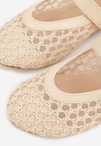 Born2be - Beżowe Balerinki z Plecionką z Rafii Tessandra. Zapięcie: sprzączka. Kolor: beżowy. Styl: elegancki #4