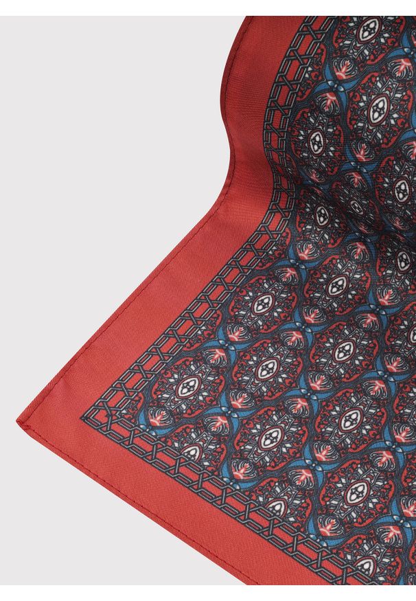 Pako Lorente - PAKO LORENTE – Bordowa poszetka w geometryczny wzór. Kolor: czerwony. Materiał: poliester. Wzór: geometria