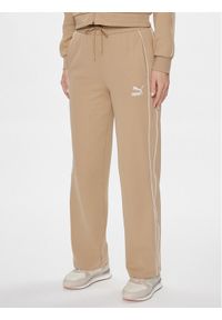 Puma Spodnie dresowe T7 624212 Beżowy Relaxed Fit. Kolor: beżowy. Materiał: bawełna #1