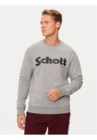 SCHOTT N.Y.C. Bluza SWCREW Szary Regular Fit. Kolor: szary. Materiał: bawełna