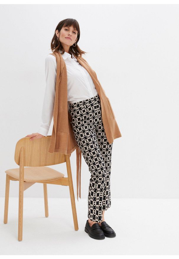 bonprix - Spodnie ze stretchem z bengaliny. Kolor: czarny