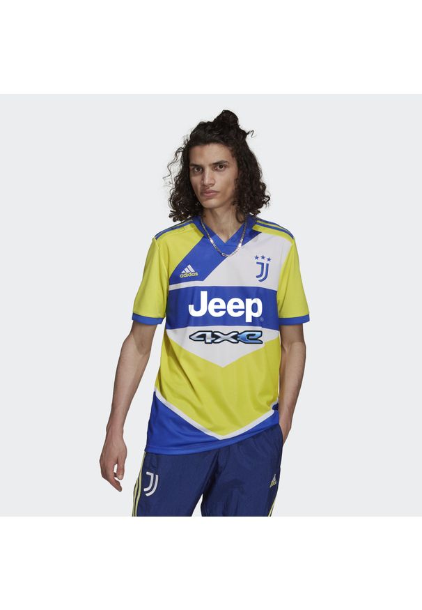 Adidas - Trzecia koszulka Juventus 2021/22. Kolor: niebieski, wielokolorowy, żółty