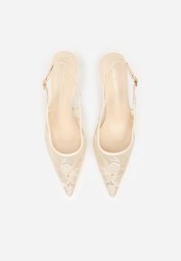 Born2be - Jasnobeżowe Sandały na Szpilce z Haftowanym Wzorem Iphiserris. Zapięcie: sprzączka. Kolor: beżowy. Materiał: jeans. Wzór: haft. Obcas: na szpilce. Styl: klasyczny #4