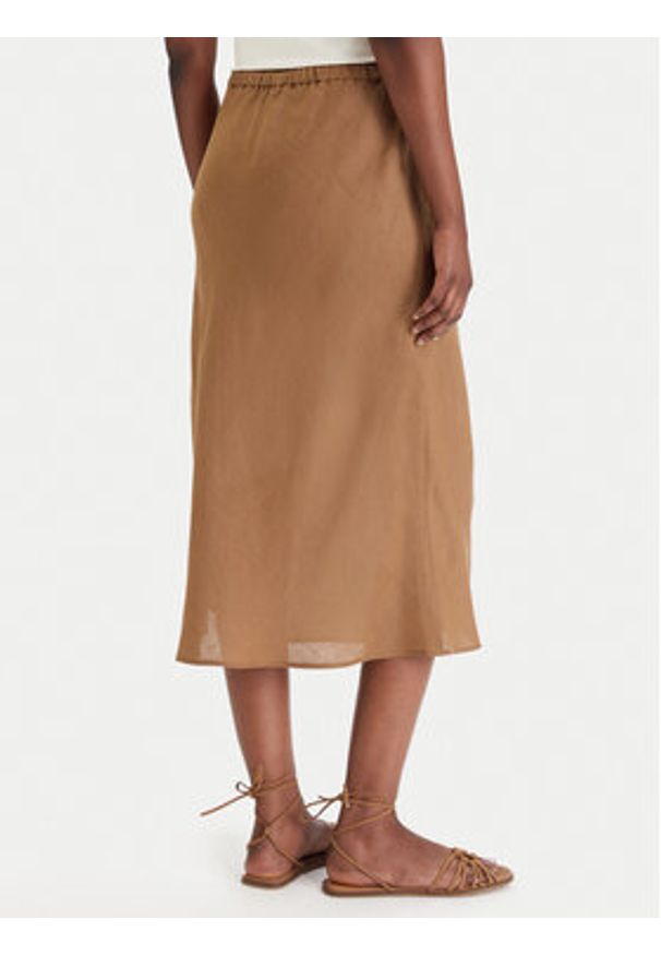 Marella Spódnica maxi Gamba 2613101094 Brązowy Regular Fit. Kolor: brązowy. Materiał: len