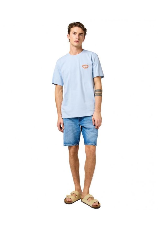 Wrangler - MESKA KOSZULKA WRANGLER SMALL LOGO TEE NIAGARA MIST 112362908
