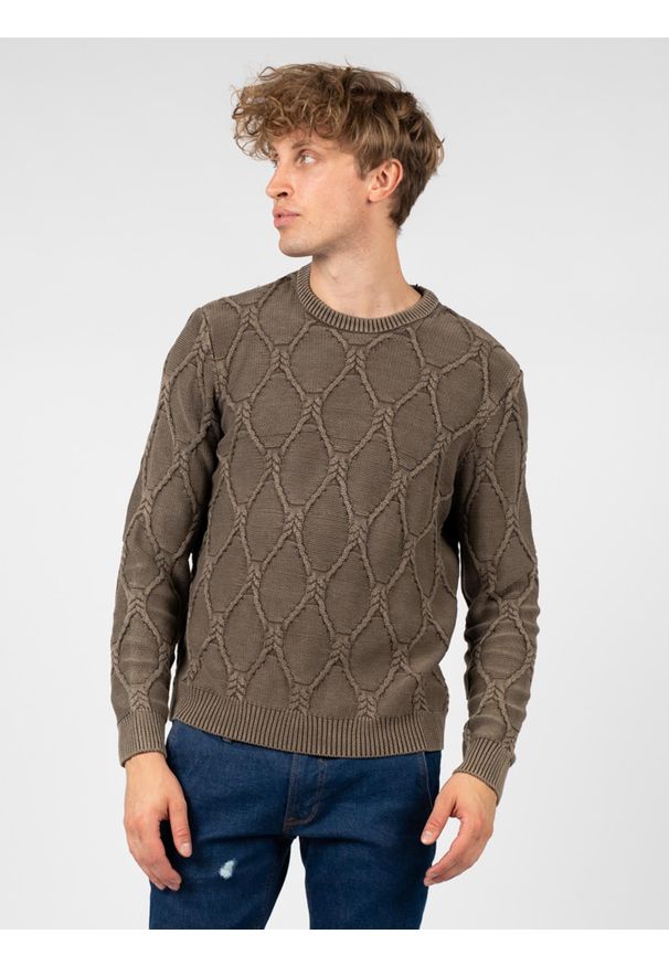 Guess Sweter | M1RR03Z1CX2 | Mężczyzna | Brązowy. Okazja: na co dzień. Kolor: brązowy. Materiał: bawełna. Wzór: aplikacja. Styl: casual