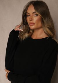 Renee - Czarny Casualowy Sweter z Wełną i Wiskozą Lussare. Okazja: na co dzień. Kolor: czarny. Materiał: wełna, wiskoza. Styl: casual #5