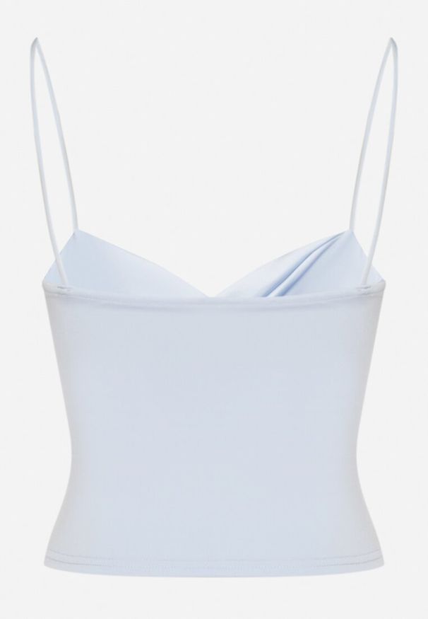 Born2be - Jasnoniebieski Top z Wiskozą Marszczeniem i Usztywnionymi Miseczkami Meraliana. Okazja: na co dzień. Kolor: niebieski. Materiał: wiskoza. Sezon: lato. Styl: casual, sportowy