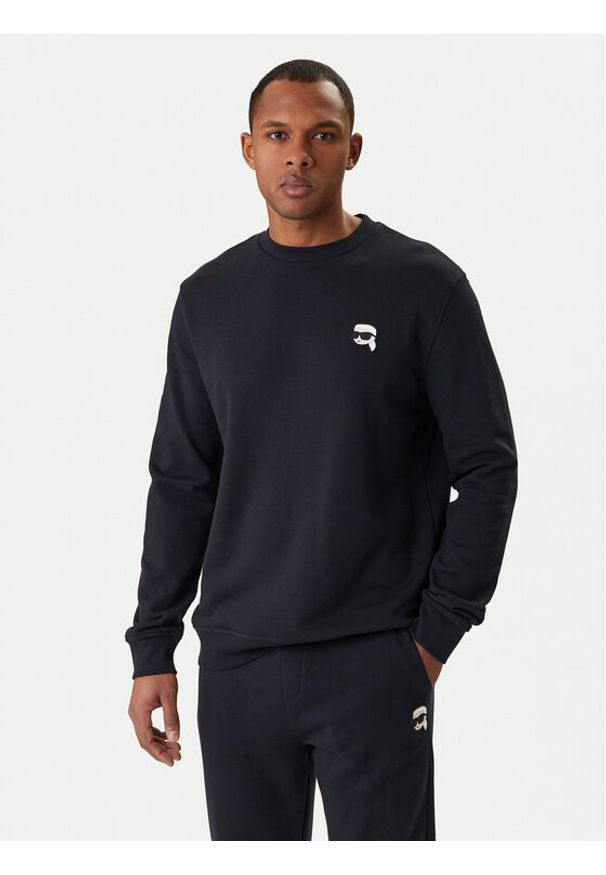 Karl Lagerfeld - KARL LAGERFELD Bluza 705710 561900 Granatowy Regular Fit. Typ kołnierza: dekolt w karo. Kolor: niebieski. Materiał: bawełna