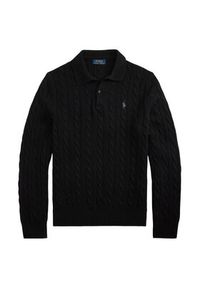 Polo Ralph Lauren Sweter 710974165001 Czarny Regular Fit. Typ kołnierza: polo. Kolor: czarny. Materiał: wełna