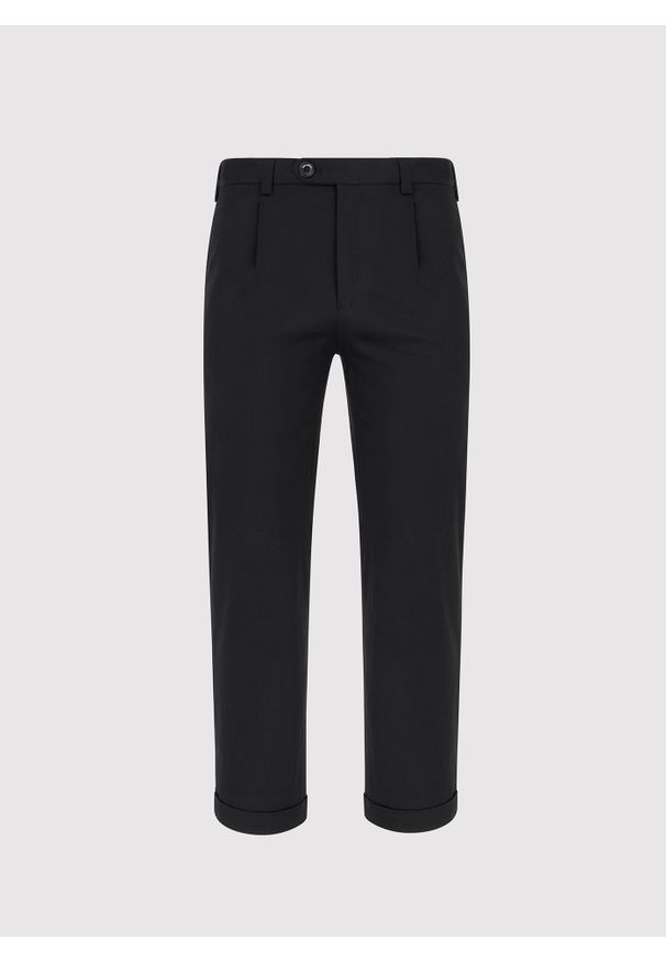 Pako Lorente - PAKO LORENTE – Czarne spodne z podwiniętą nogawką. Kolor: czarny, niebieski. Materiał: elastan, bawełna. Wzór: gładki