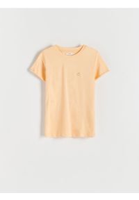 Reserved - T-shirt slim fit - jasnopomarańczowy. Kolor: pomarańczowy. Materiał: bawełna #1