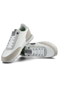 Big-Star - Białe Sneakersy Big Star Damskie Skórzane Półbuty. Okazja: na co dzień. Kolor: szary. Materiał: skóra ekologiczna, jeans, materiał #9