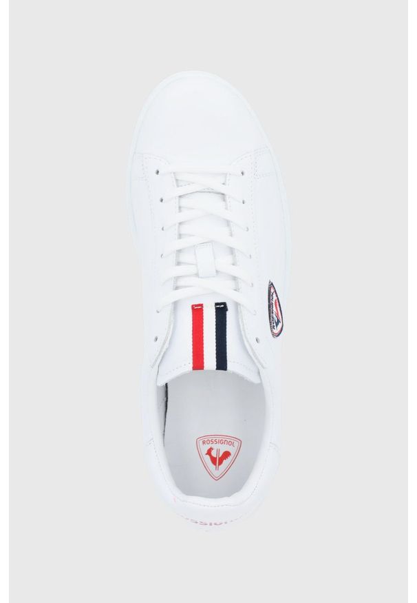 Rossignol Buty skórzane kolor biały na płaskim obcasie. Nosek buta: okrągły. Zapięcie: sznurówki. Kolor: biały. Materiał: skóra. Obcas: na obcasie. Wysokość obcasa: niski