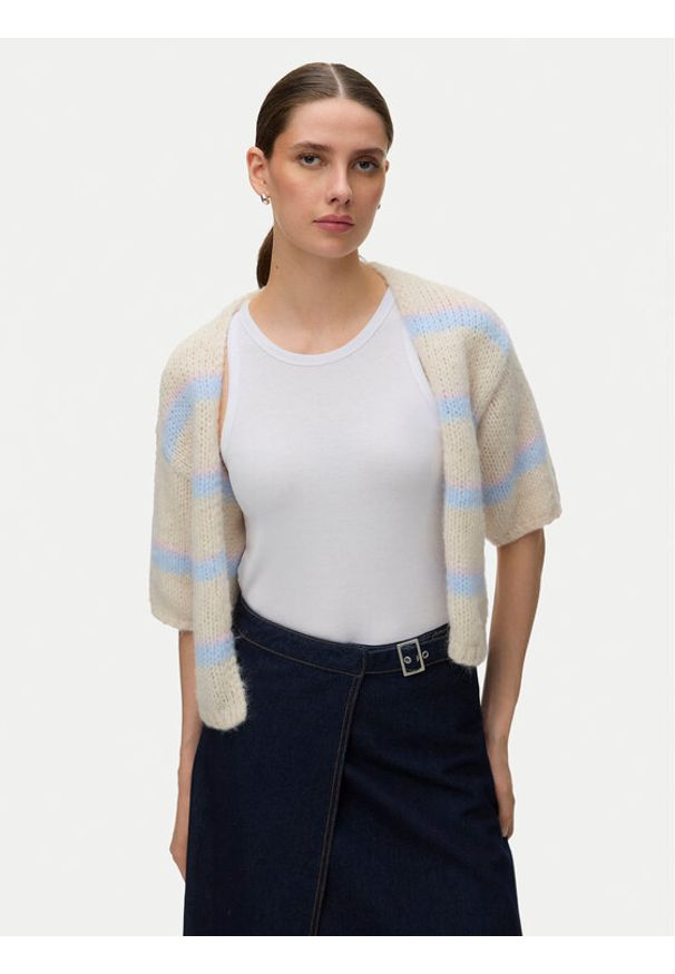 Vero Moda Kardigan Maybe 10348316 Beżowy Regular Fit. Kolor: beżowy. Materiał: syntetyk
