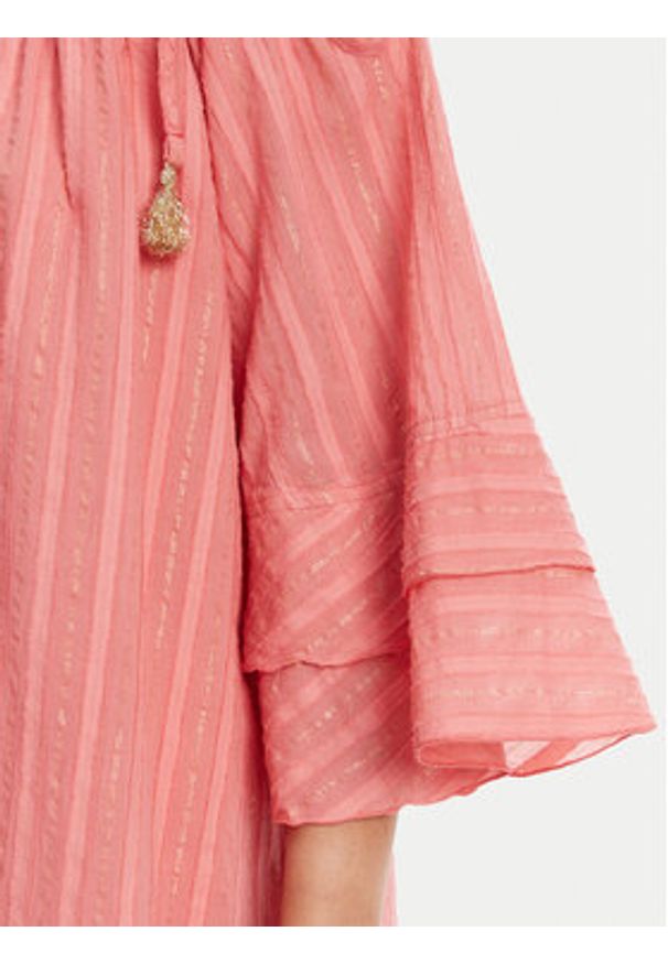 Devotion Twins - Devotion TWINS Sukienka letnia Amazing 025.357G Koralowy Loose Fit. Kolor: pomarańczowy. Materiał: bawełna. Sezon: lato