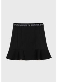 Calvin Klein Jeans Spódnica dziecięca kolor czarny mini prosta. Okazja: na co dzień. Kolor: czarny. Materiał: dzianina. Styl: casual
