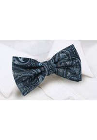 Mucha Męska z Poszetką (Zestaw) - Chattier - Orientalny Wzór, Granatowa. Kolor: niebieski. Styl: sportowy, elegancki