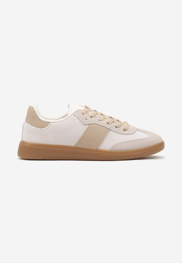 Born2be - Beżowe Sneakersy Retro w Stylu Klasycznych Tenisówek Tanonea. Okazja: na co dzień. Zapięcie: sznurówki. Kolor: beżowy. Materiał: jeans