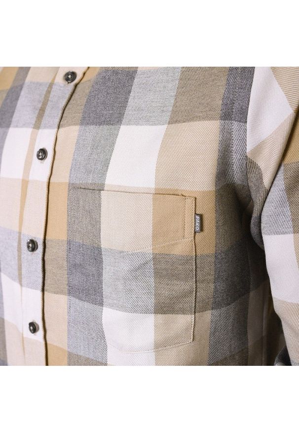 Koszula Weekendowa o Prostym Kroju - Pako Jeans - Krata w Odcienie Beżu. Okazja: na co dzień. Kolor: beżowy, wielokolorowy, brązowy. Materiał: bawełna. Wzór: kratka. Styl: casual