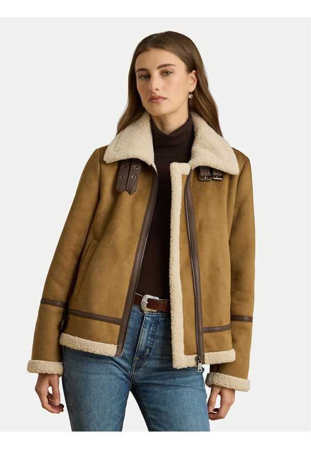 Lauren Ralph Lauren - LAUREN RALPH LAUREN Kurtka z imitacji skóry 297P04122002 Brązowy Regular Fit. Kolor: brązowy. Materiał: syntetyk