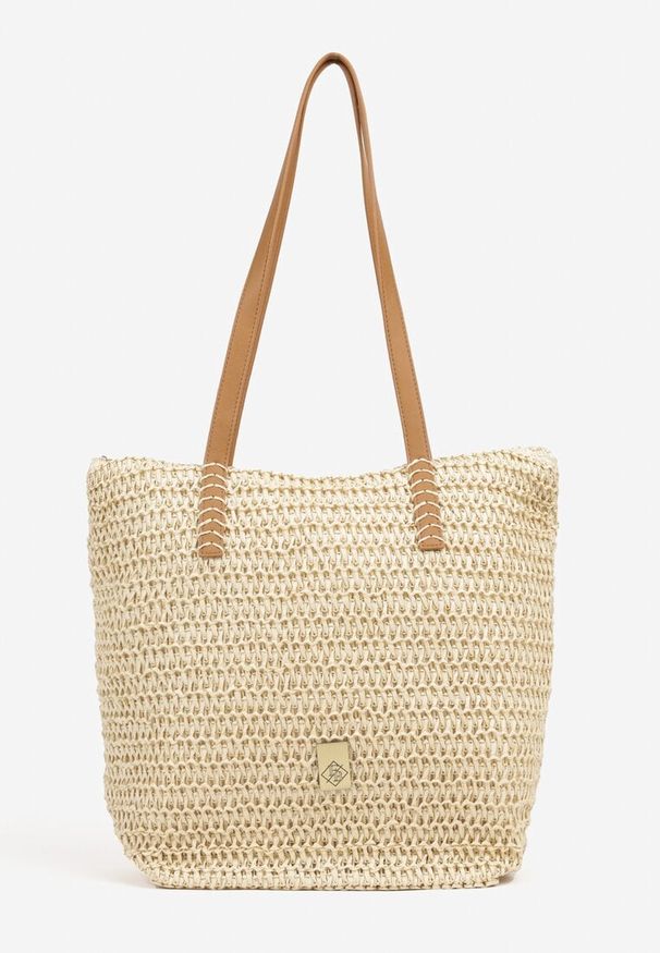 Renee - Beżowa Pleciona Torebka w Stylu Shopperki Uloswena. Kolor: beżowy. Styl: biznesowy, klasyczny, elegancki, casual
