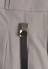 Born2be - Szare Plisowane Spódnico-Spodenki z Wysokim Stanem Ozdobione Paskiem Evilinas. Okazja: na co dzień. Stan: podwyższony. Kolor: szary. Materiał: bawełna. Wzór: aplikacja. Styl: casual, elegancki #8