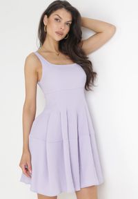 Born2be - Fioletowa Sukienka Mini na Ramiączkach Azrani. Kolor: fioletowy. Długość rękawa: na ramiączkach. Styl: wakacyjny. Długość: mini #5
