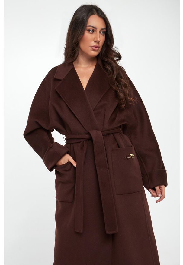 Elisabetta Franchi - Płaszcz damski wełniany ELISABETTA FRANCHI. Materiał: wełna